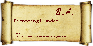 Birnstingl Andos névjegykártya